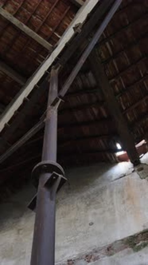 Interior of Old Building with Steel Support Beam