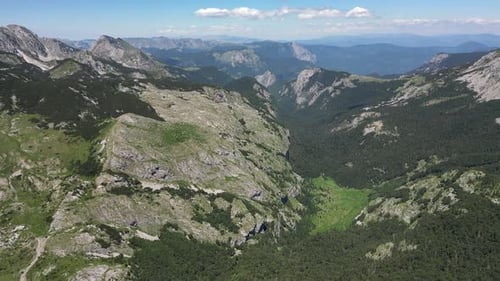 Picturesque Mountain Panorama on a Sunny Summer Day Aerial View