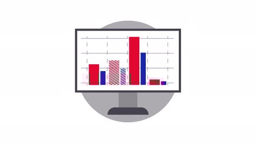 Graphique de données animé sur l'icône du moniteur d'écran