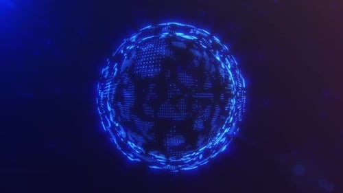 Digital Blue Globe Network Earth Background Loop