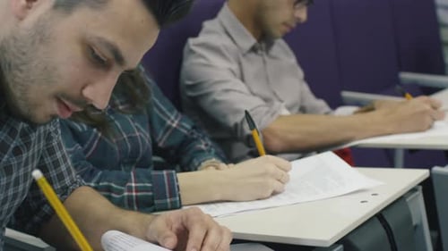 Students Take Test in Classroom Setting