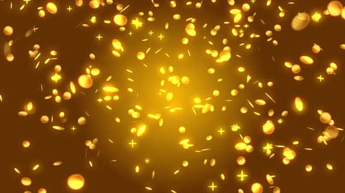 Glänzende Goldmünze mit fallendem Hintergrund