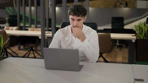 Caucasian Man Business Guy Male Office Worker Businessman Employer Work Online Computer Internet