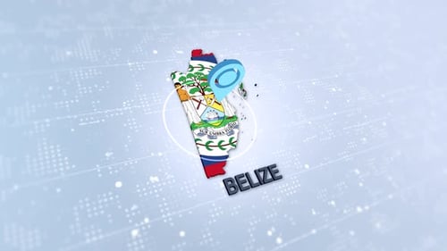 Belize Map Flag Location Pin Reveal Animation