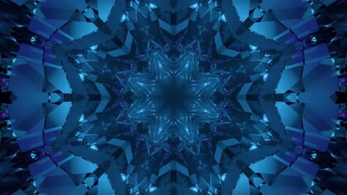 Futuristic Glowing Geometric Tunnel Kaleidoscope Loop Background