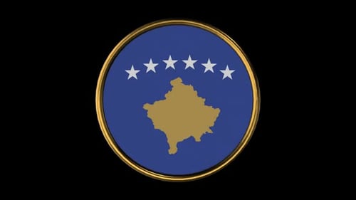 3D Rotating Kosovo Flag Badge Animation