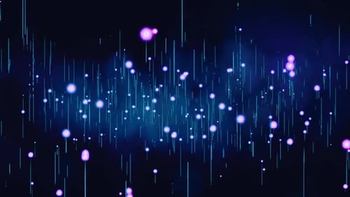 4k Floating White Bubbles With Green Lights Lines Motion Background