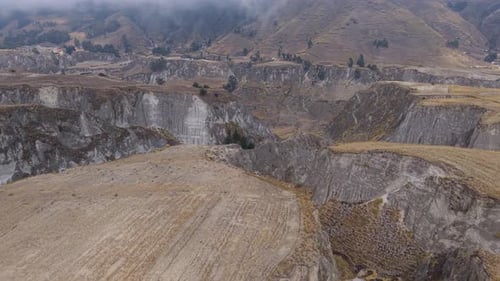 Towering Ecuadorian Canyon Exposing Rugged Geological Layers Aerial View Capturing Wilderness