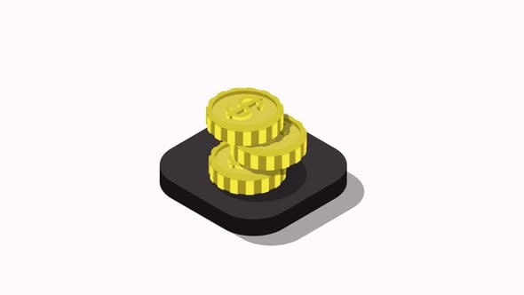 Isometric Gold Coin Stack Animation, Elements Motion Graphics ft. gold ...
