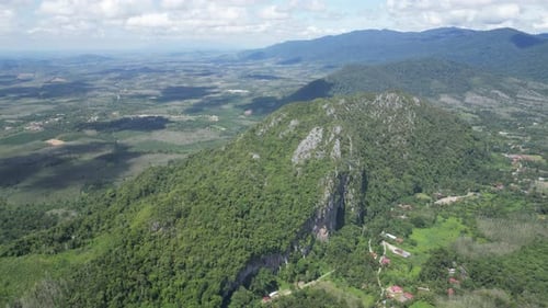 Aerial shot of picturesque landscape of Baling hill