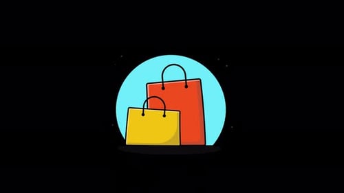Animated Shopping Bags Icon in Flat Design Style