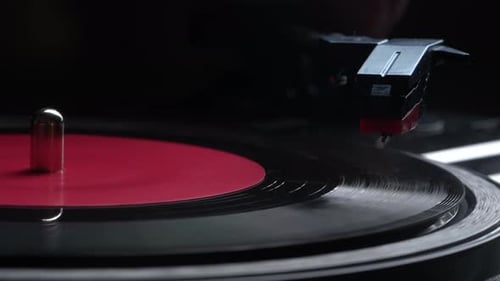 Close Up of a Vintage Retro Vinyl Record Rotating