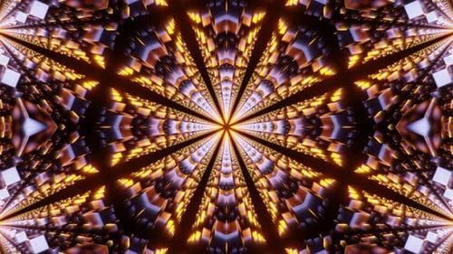 Abstract Glowing Tunnel with Kaleidoscope Geometric Patterns