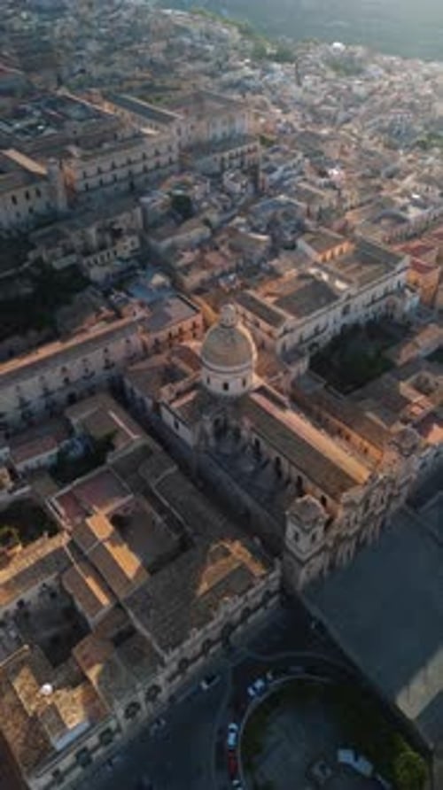 Aerial view of Noto Cathedral, Italy.