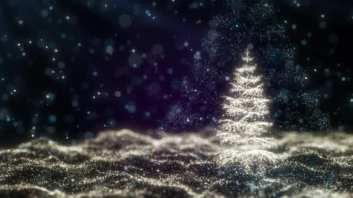 Sparkling Golden Particle Christmas Tree Animated Holiday Background