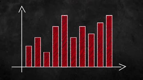 Data Statistics Graph Scribble Style Animation On Blackboard Red Theme