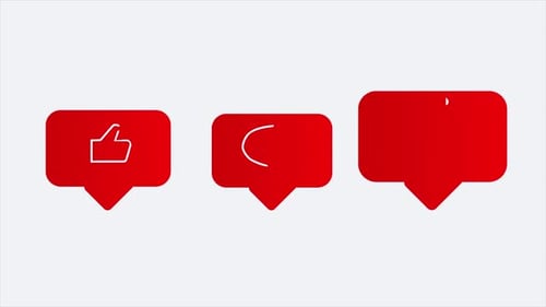Like Comment And Share Red Buttons For Video Bloggers Icon Animations 4K
