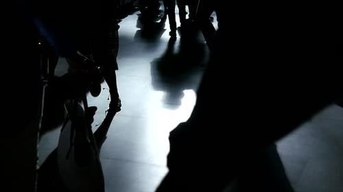 Business People Walking on Crowded City Street in Rush Hour Traffic