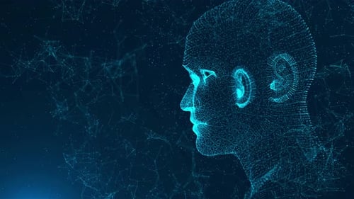 Futuristic Wireframe Human Head Digital Network Background