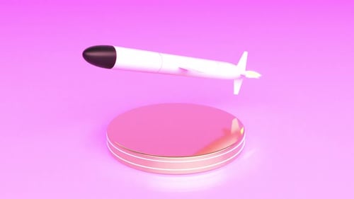 Rocket Model Space Shuttle Futuristic Technology Rotate on Gold Stage Intro Able to Loop Seamless