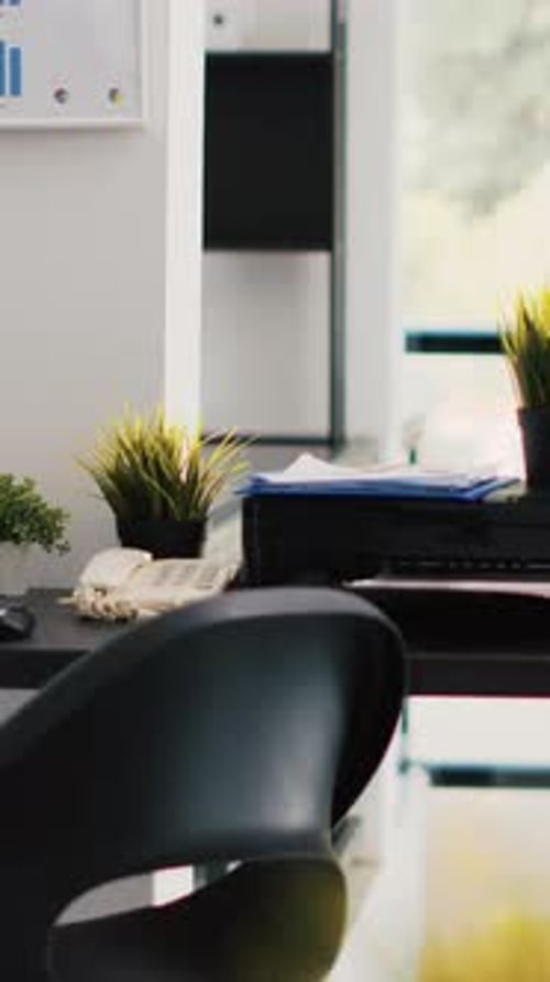Vertical Video Empty Financial Department Office Used for Financial Analysis