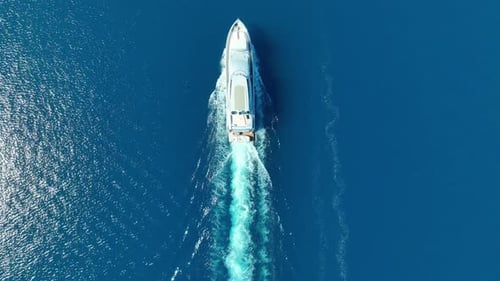 Aerial View of Luxury Yacht on Calm Ocean Waters
