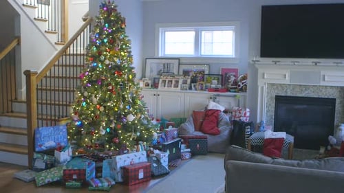 Christmas Tree and Gifts at a Home