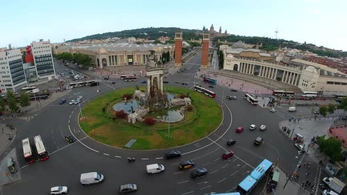 Barcelona, España, Square Traffic Timelapse, Espanha