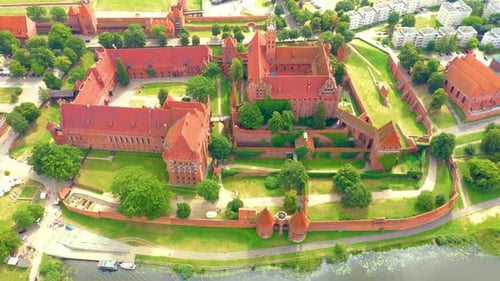 Aerial view of Castle of the Teutonic Order in Malbork, Malbork ( Zamek w Maborku, Ordensburg Marien