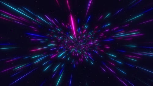 Background of Futuristic Stream of Neon Rays Particle Trails Communication