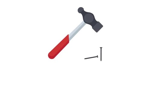 Hammer and Nail Tool Animation in Flat Design