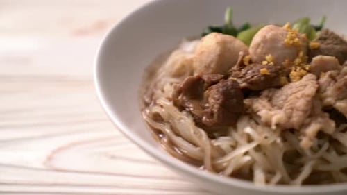 Delicious Bowl of Asian Noodles with Meat