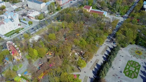 City urban park. Urban city park viewed from above