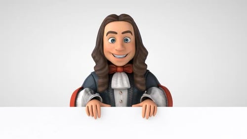 3D Animated Historical Gentleman Pointing Down