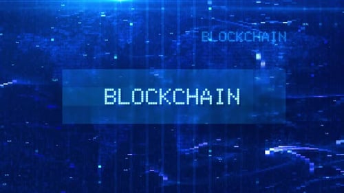 Animated Blockchain Text Reveal with Glitch Effect