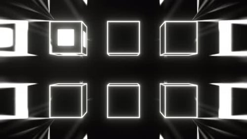 White Strobe Neon Twirling Cubes Background Vj Loop In 4K