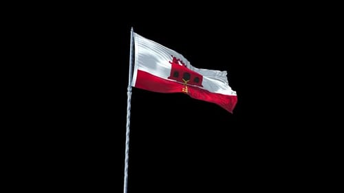 Realistic Waving Gibraltar Flag with Transparent Background