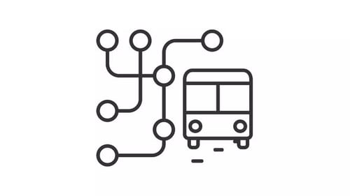 Simple thin line black animation of bus map icon