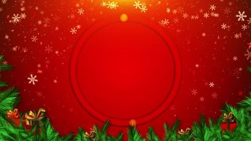 Festive Christmas Frame with Rotating Snowflakes and Gifts