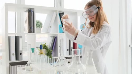 School Girl in Chemistry Class