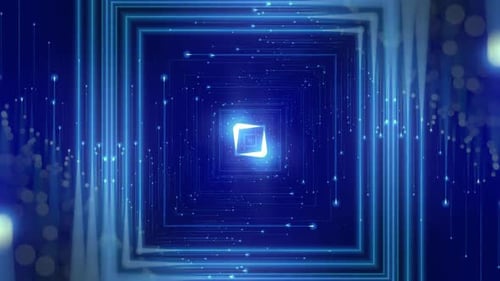 Blaue Tunnelanimation mit quadratischer Form