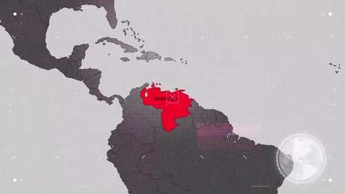 Futuristic World Map Highlight with Digital Glitch Effect