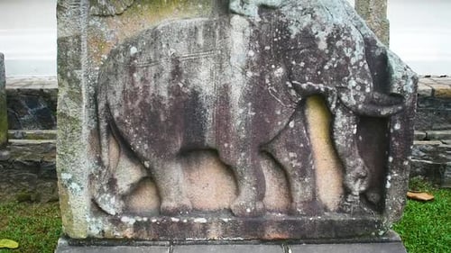 Ancient rock carving elephant sculpture