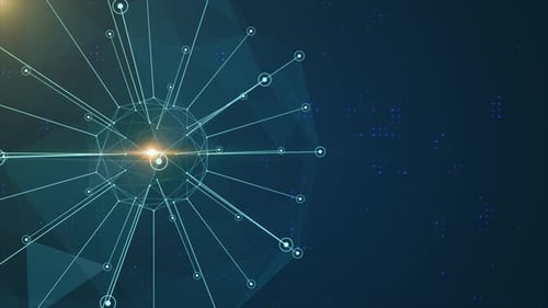 Futuristic Plexus Sphere with Glowing Center and Data Connections