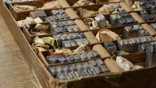 Vintage Letterpress Type Set in Wooden Box