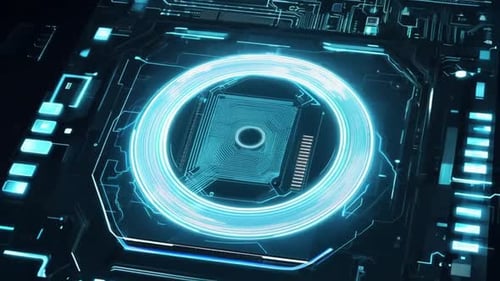 Animación 3D de la placa base con luces