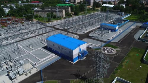 Area of Electrical Distribution Substation Aerial View