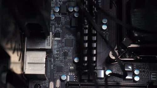 Shot Dolly View Of PC Motherboard