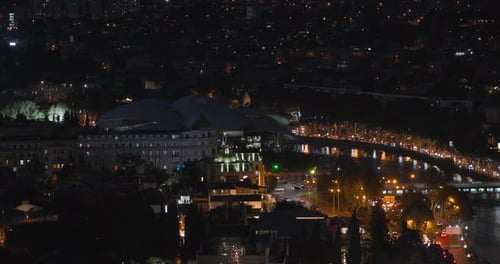 Tbilisi Georgia Evening Scenic View Of Justice House Public Service Hall Futuristic Building With