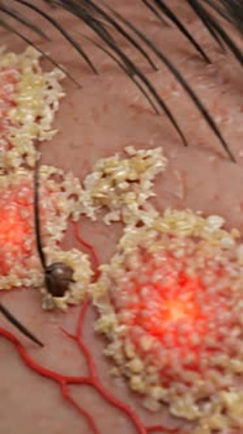 Scalp Skin Inflammation and Infection Medical Animation